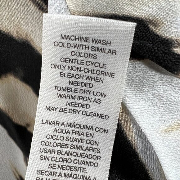 Chicos Womens Tunic Top 0 Small Petite Cream Brown Animal Print Sheer Shirt - Picture 8 of 11